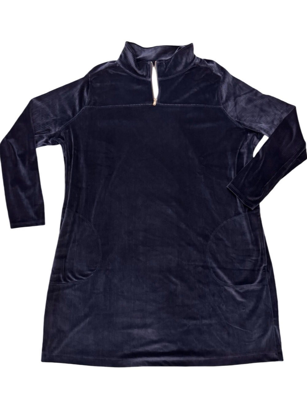 AnyBody Ribbed Velour Zip Front Tunic. - Picture 4 of 8